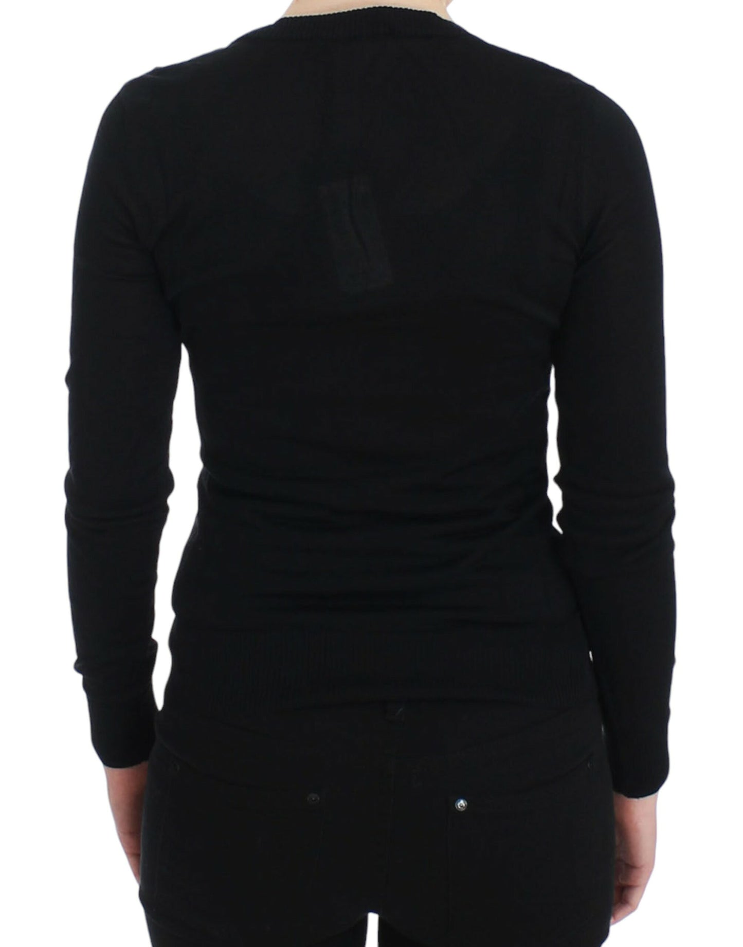 Dolce &amp; Gabbana Elegant sort sweater med dyb rund hals