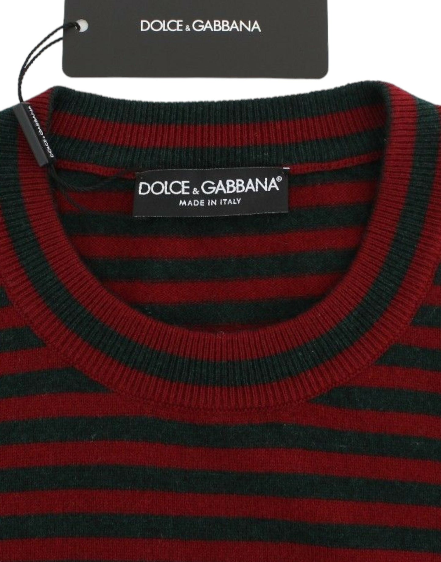 Dolce &amp; Gabbana elegant stribet kashmir sweater med rund hals