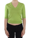 Dolce & Gabbana Emerald Green Uld V-hals Pullover