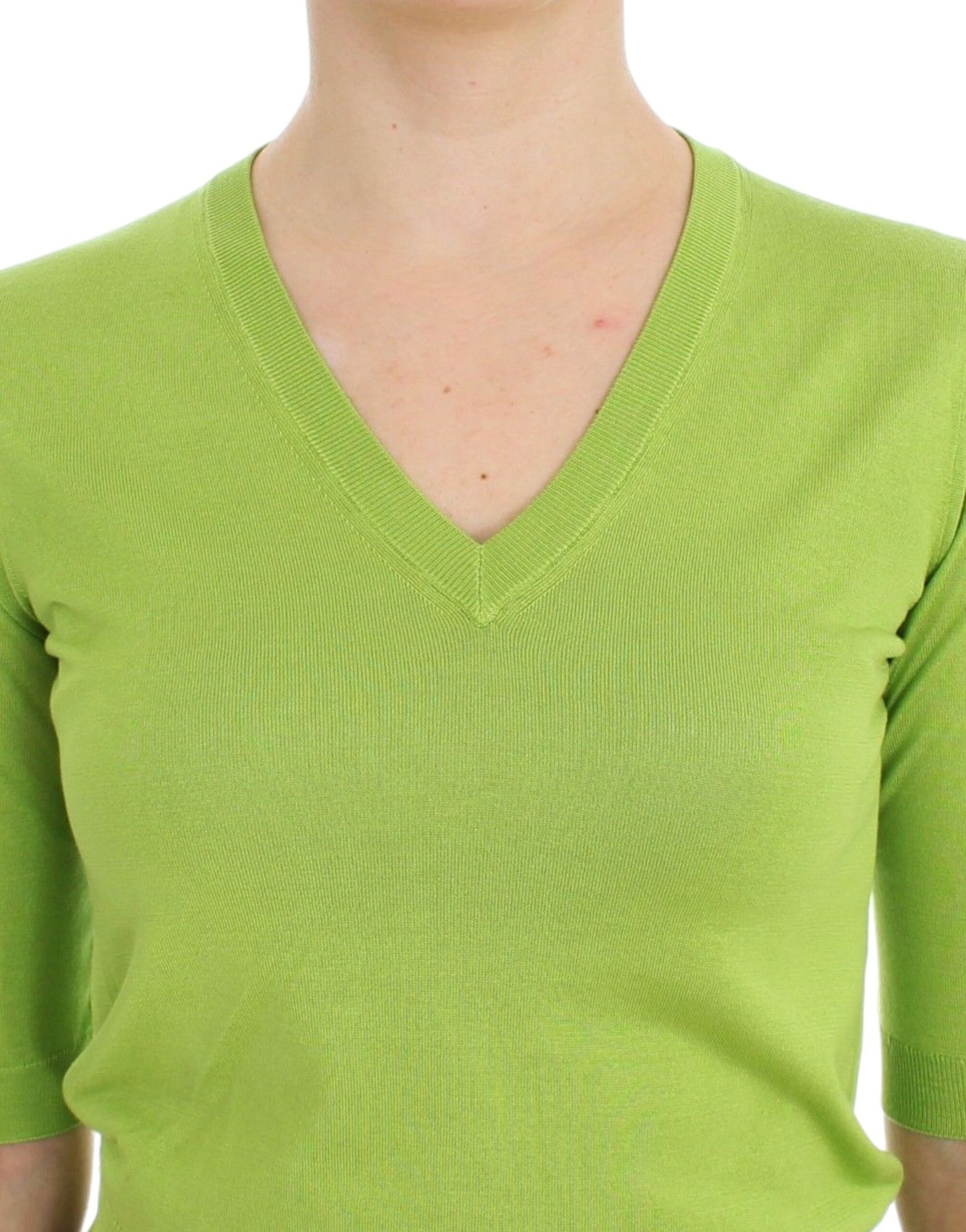 Dolce &amp; Gabbana Emerald Green Uld V-hals Pullover