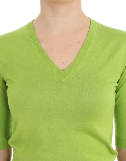 Dolce &amp; Gabbana Smaragdgrøn Uldpullover med V-hals