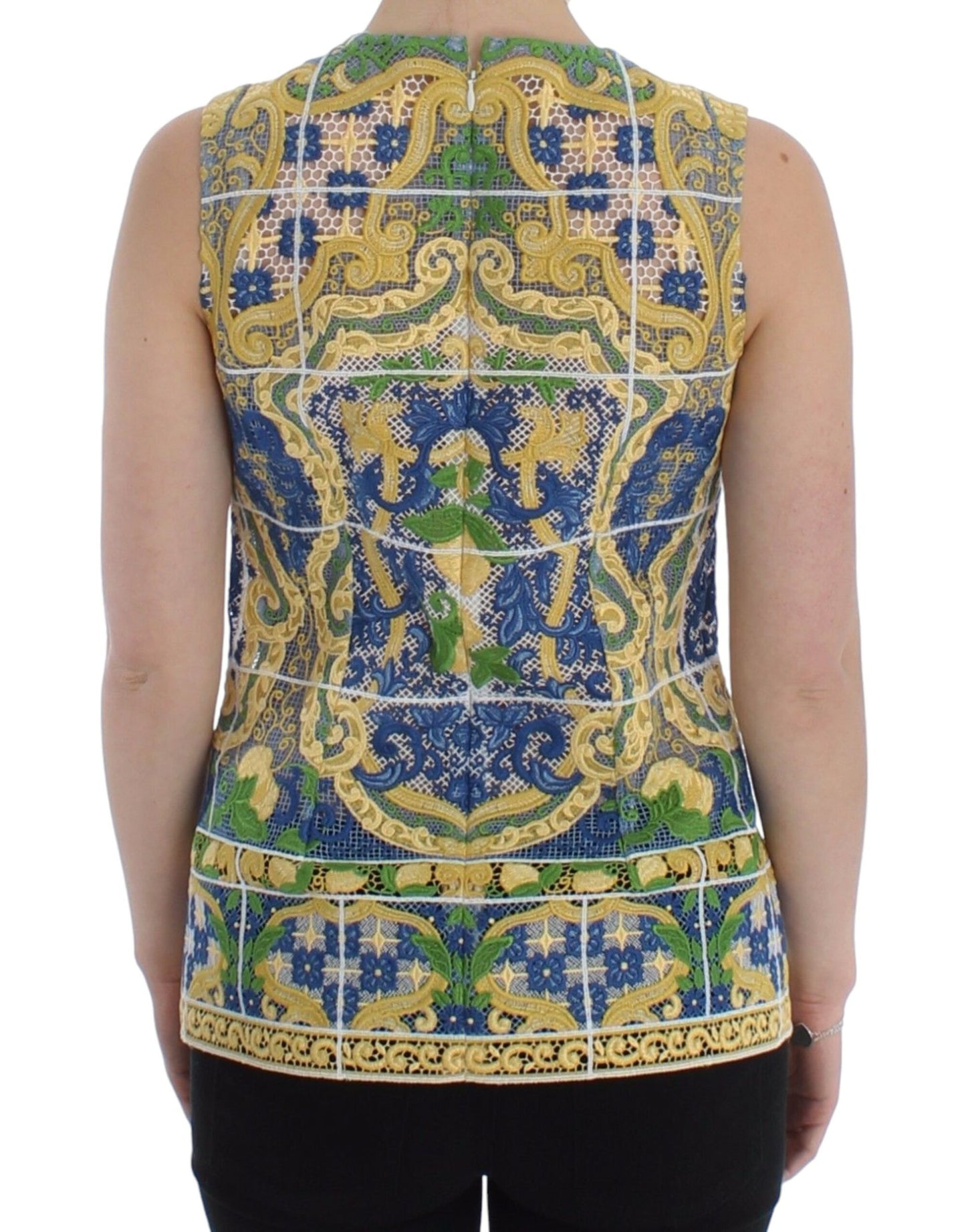 Dolce &amp; Gabbana Majolica Broderet Ærmeløs Elegance