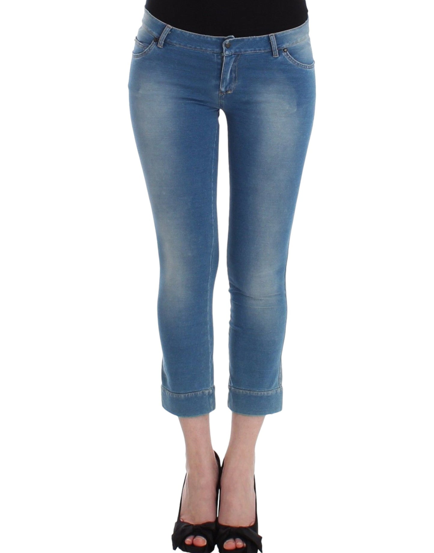 Ermanno Scervino Chic Blue Capri Jeans til elegante somre