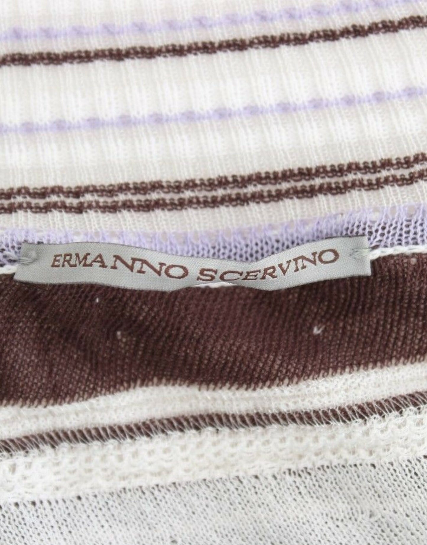 Ermanno Scervino stribet V-hals strik top med blondekant