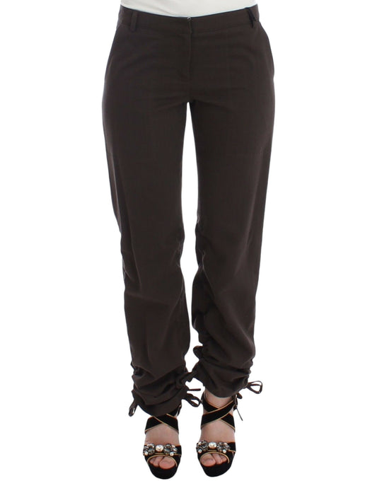 Pantaloni eleganti din bumbac maro Ermanno Scervino