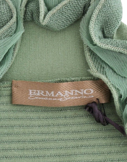 Ermanno Scervino Elegant Grøn Stribet Uldblandingstrøje