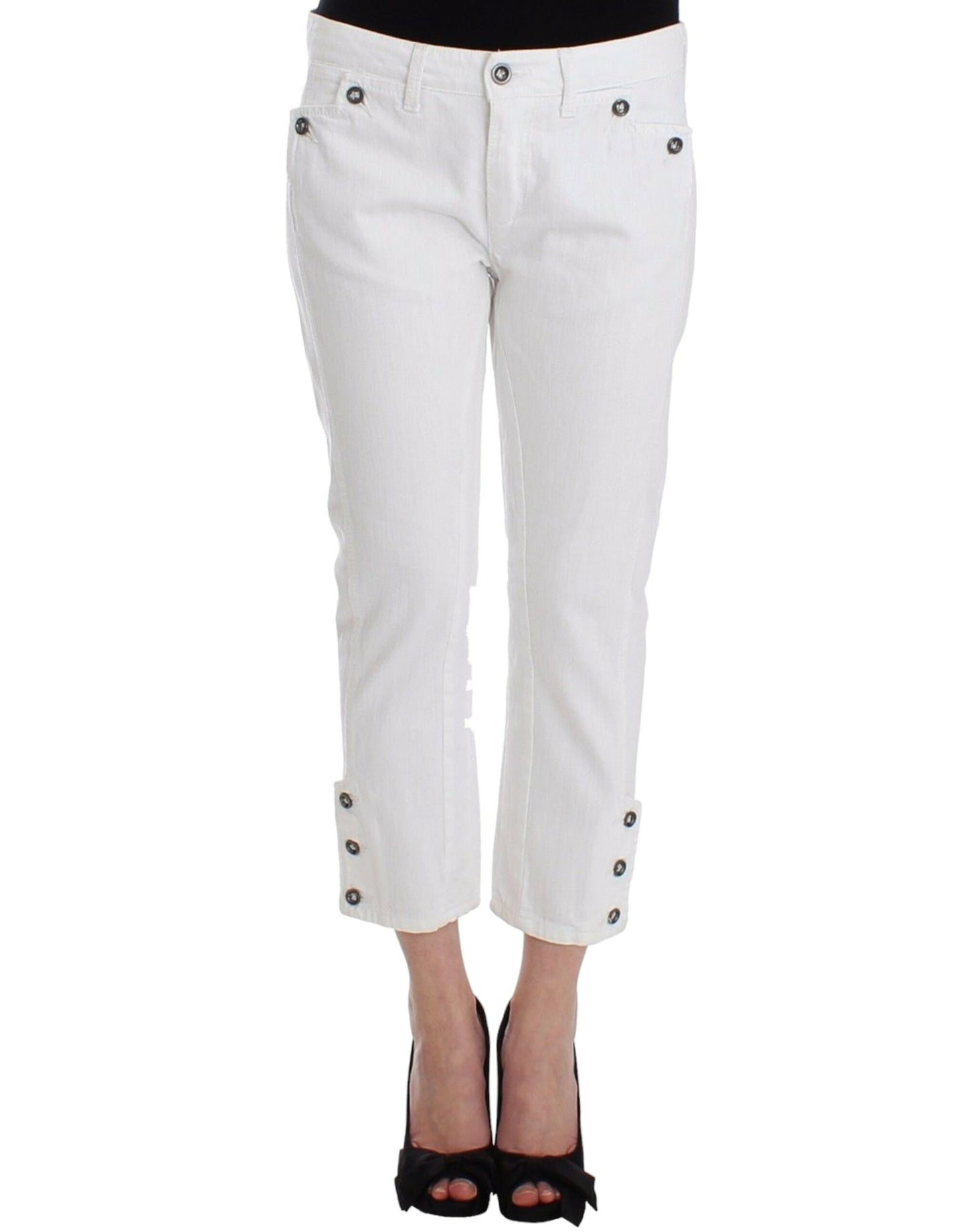 Ermanno Scervino Chic hvide cropped jeans til sofistikeret stil