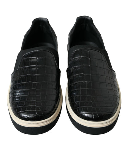 Dolce &amp; Gabbana Elegante Low-Top Sneakers i Krokodilleskind