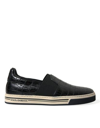 Dolce &amp; Gabbana Elegante Low-Top Sneakers i Krokodilleskind