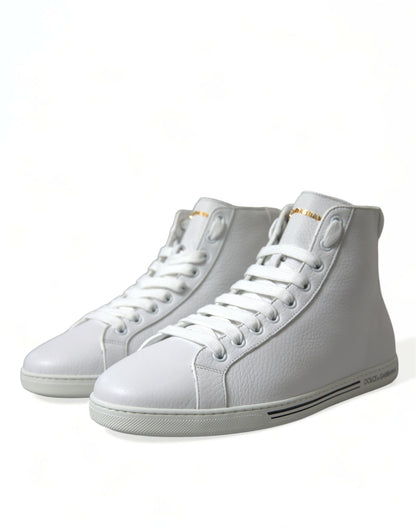Dolce &amp; Gabbana Elegante Hvide Læder High Top Sneakers