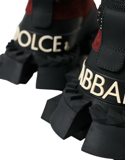 Dolce &amp; Gabbana bordeauxrøde high-top sneakers i læder