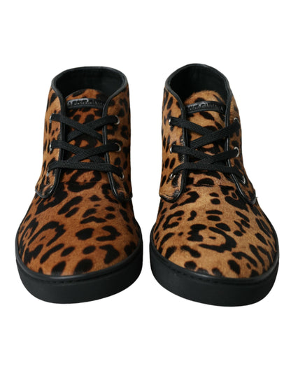Dolce &amp; Gabbana Elegant Leopardprint Mid-Top Sneakers