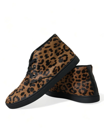 Dolce &amp; Gabbana Elegant Leopardprint Mid-Top Sneakers
