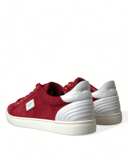 Dolce &amp; Gabbana Elegante Røde &amp; Hvide Lave Sneakers