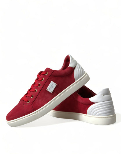 Dolce &amp; Gabbana Elegante Røde &amp; Hvide Lave Sneakers