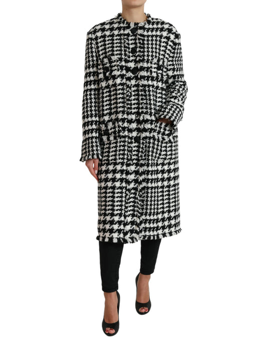 Dolce &amp; Gabbana Elegant Houndstooth Lang Trenchcoat