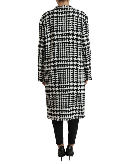 Dolce &amp; Gabbana Elegant Houndstooth Lang Trenchcoat