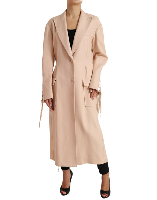 Dolce &amp; Gabbana Elegant Beige Enkeltradet Trenchcoat