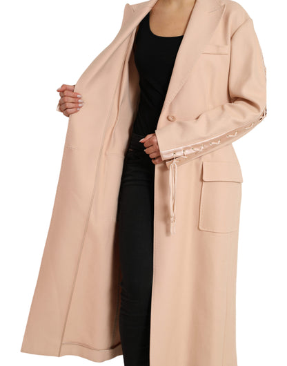 Dolce &amp; Gabbana Elegant Beige Enkeltradet Trenchcoat