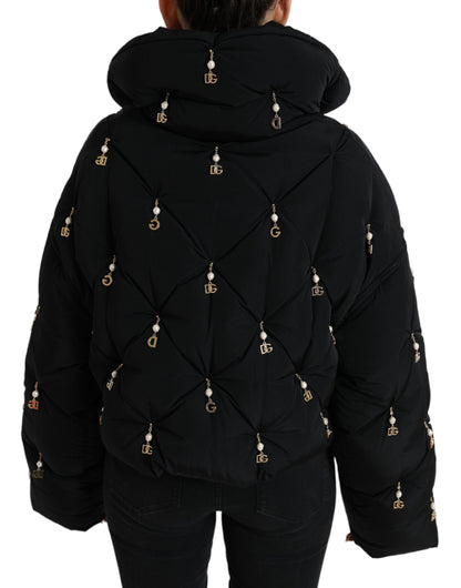 Dolce &amp; Gabbana Elegant Quiltet Jakke med Perleudsmykning