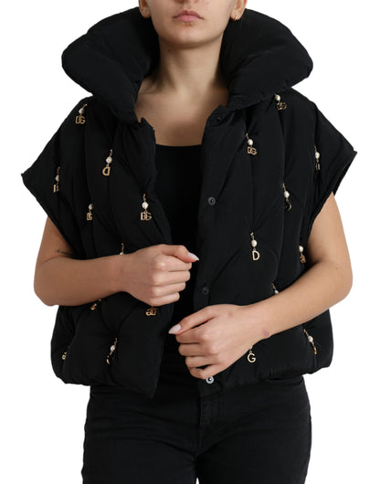 Dolce &amp; Gabbana Elegant Quiltet Jakke med Perleudsmykning