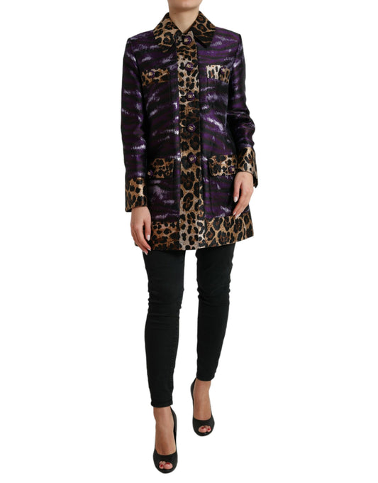 Dolce &amp; Gabbana Udsøgt Jacquard Trenchcoat Med Tigermotiv