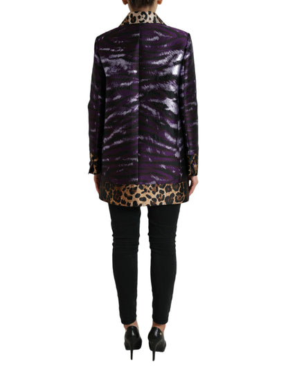 Dolce &amp; Gabbana Udsøgt Jacquard Trenchcoat Med Tigermotiv