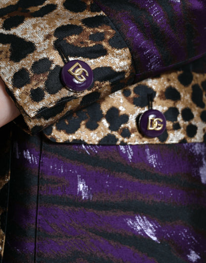 Dolce &amp; Gabbana Udsøgt Jacquard Trenchcoat Med Tigermotiv