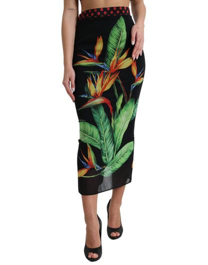 Dolce &amp; Gabbana Blomsterprintet Højtaljet Silke Midi Nederdel