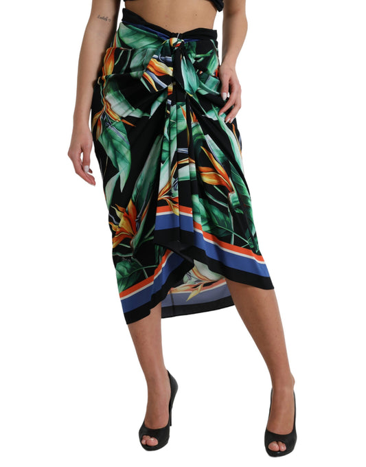 Dolce &amp; Gabbana Elegant Blomstret Højtaljet Midi-nederdel