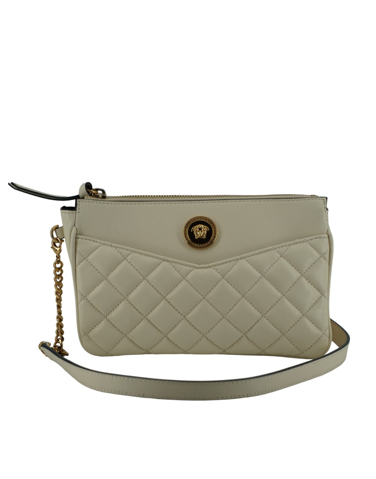 Versace Elegant Crossbody-taske i hvid lammelæder