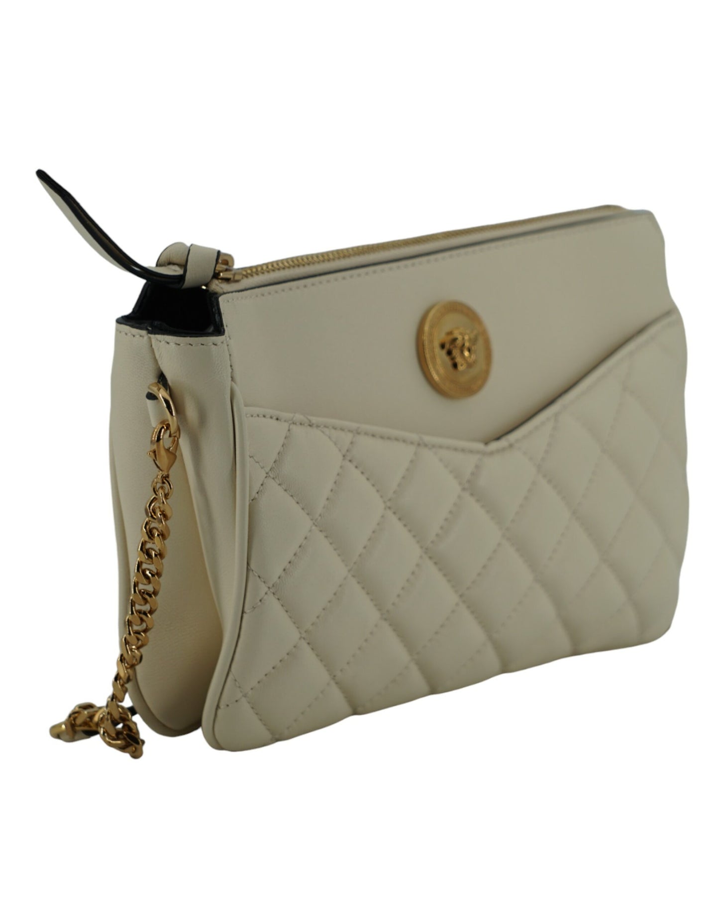 Versace Elegant Crossbody-taske i hvid lammelæder