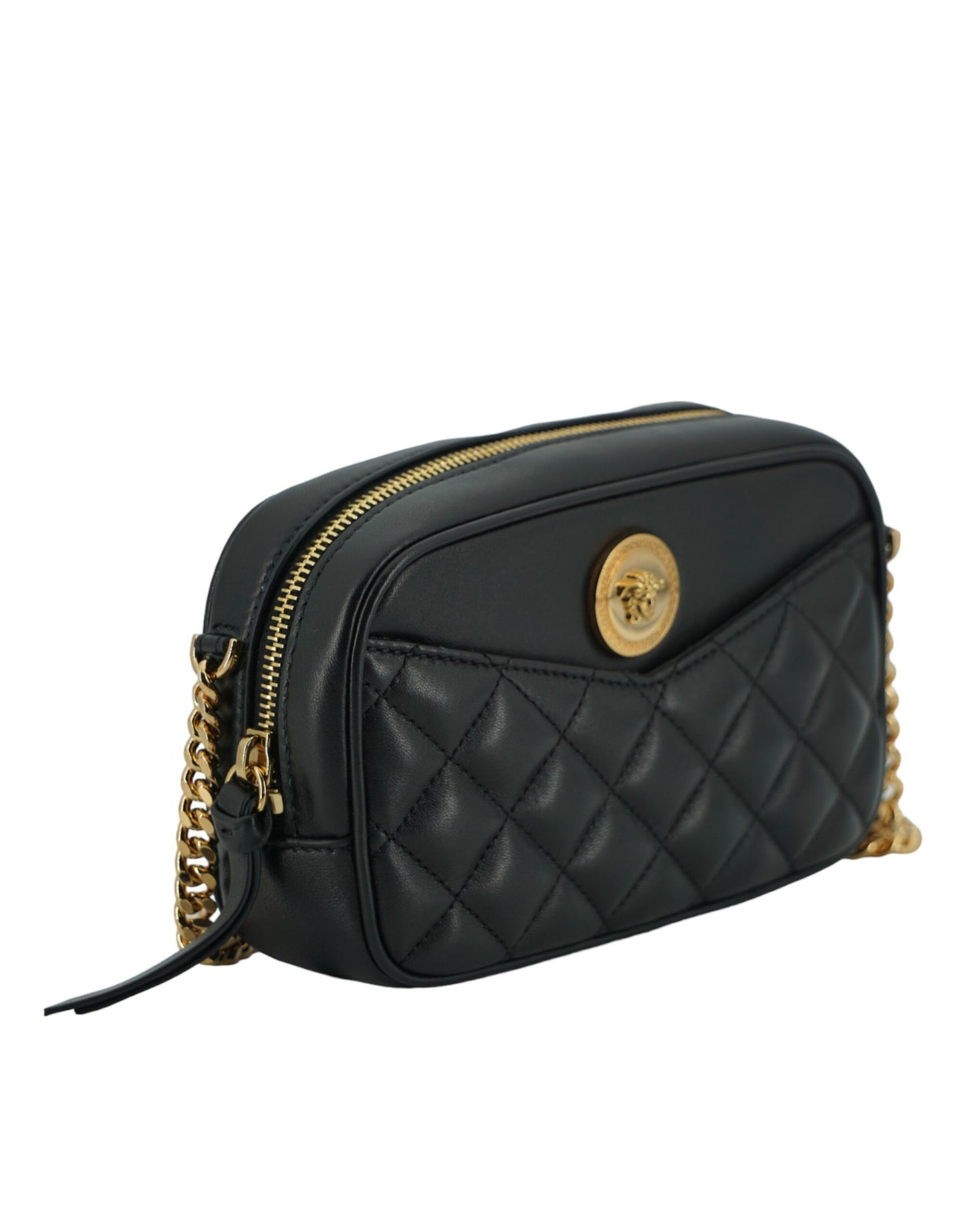 Versace Elegant Small Crossbody-taske i sort læder