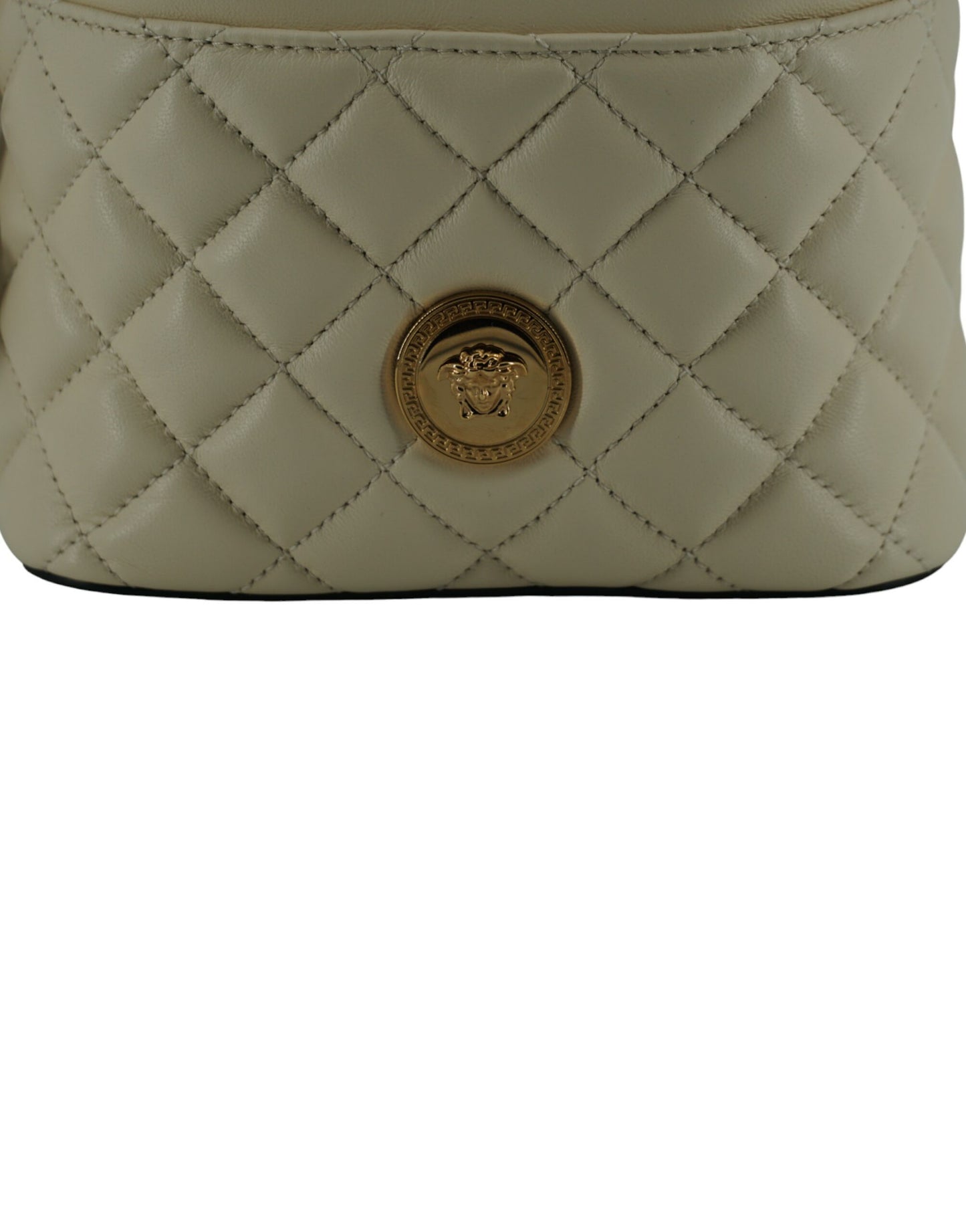 Versace Elegant lille hvid læder Bucket Skuldertaske