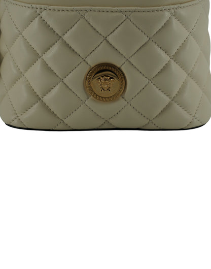 Versace Elegant lille hvid læder Bucket Skuldertaske