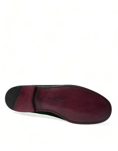 Dolce &amp; Gabbana Emerald Velvet Læder Loafers til mænd