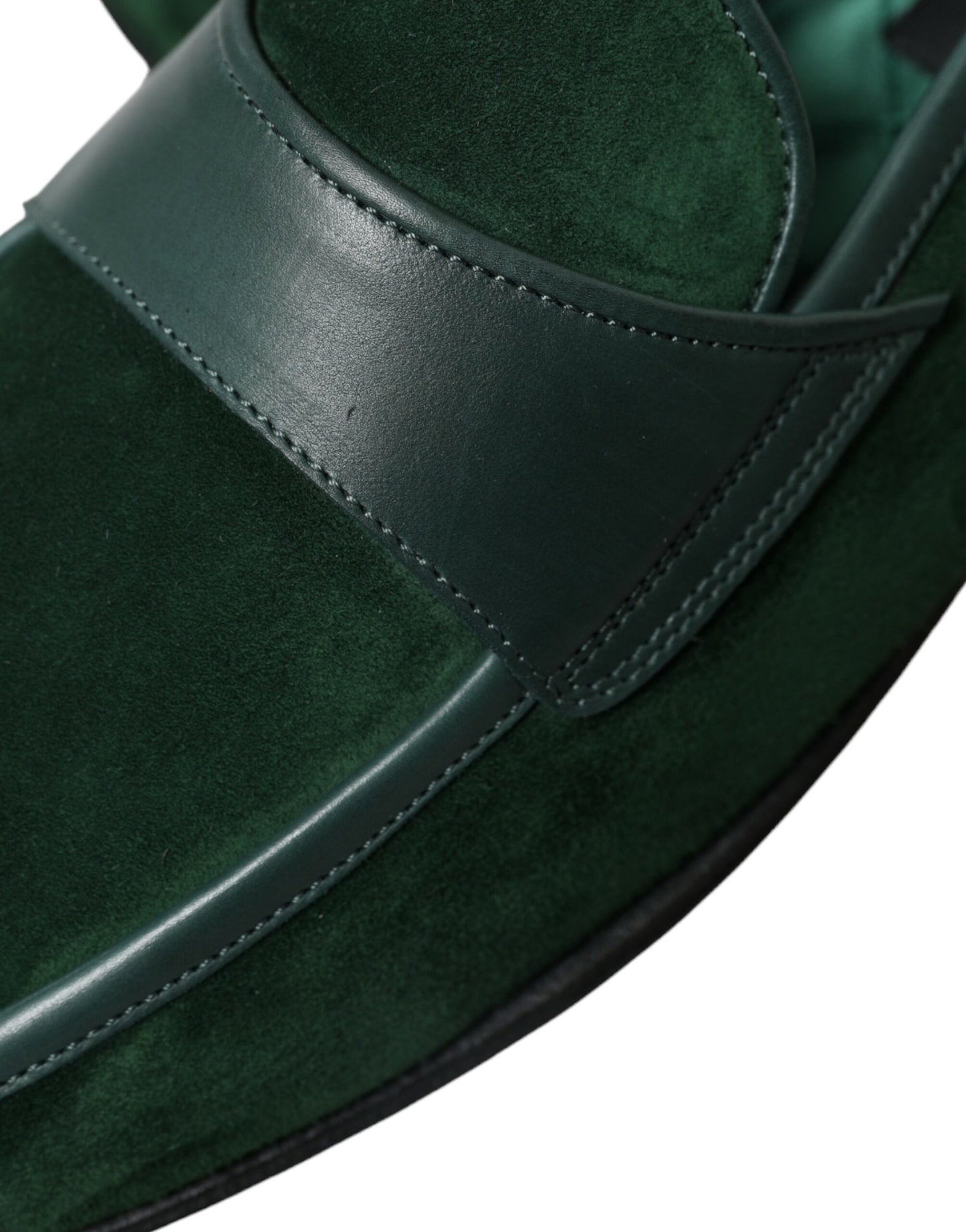 Dolce &amp; Gabbana Emerald Velvet Læder Loafers til mænd