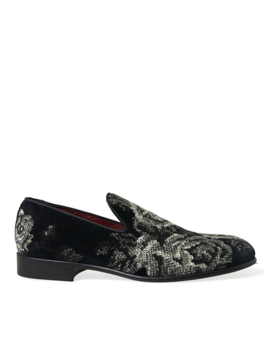 Dolce & Gabbana Elegant Floral Velvet Loafers