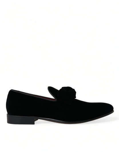 Dolce &amp; Gabbana Elegant Black Velvet Loafers - Luksusfodtøj til mænd