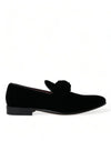 Dolce & Gabbana Elegant Black Velvet Loafers - Luksusfodtøj til mænd