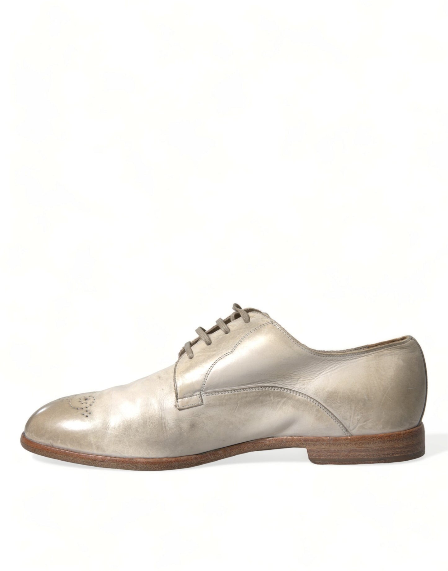 Dolce & Gabbana Elegant White Calfskin Derby Shoes