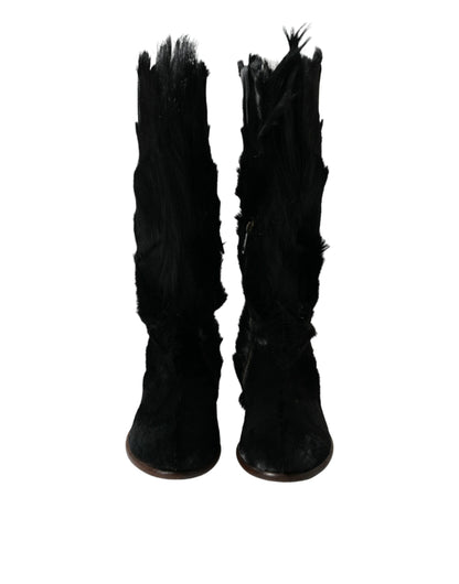 Dolce &amp; Gabbana Overdådige Gazelle Fur Mid Calf Boots