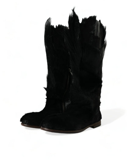 Dolce &amp; Gabbana Overdådige Gazelle Fur Mid Calf Boots