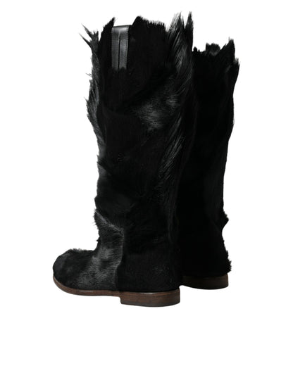 Dolce &amp; Gabbana Overdådige Gazelle Fur Mid Calf Boots