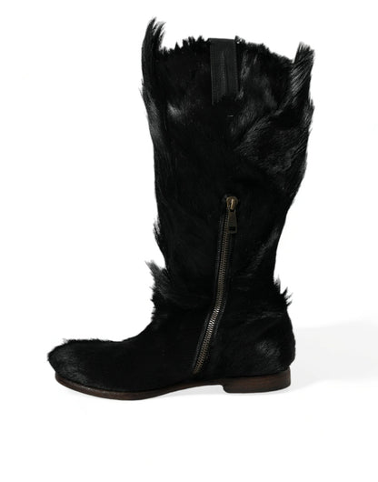 Dolce &amp; Gabbana Overdådige Gazelle Fur Mid Calf Boots