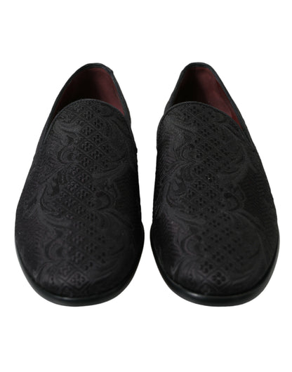 Dolce &amp; Gabbana Elegant Sort Brocade Kjole Loafers