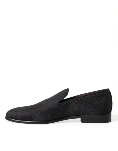 Dolce &amp; Gabbana Elegant Sort Brocade Kjole Loafers