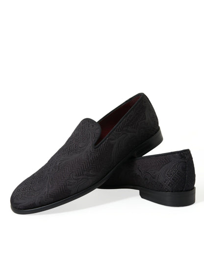 Dolce &amp; Gabbana Elegant Sort Brocade Kjole Loafers