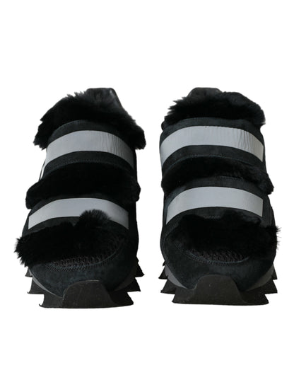 Dolce &amp; Gabbana Elegante Pelsudsmykkede Ruskindssneakers