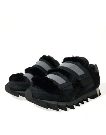Dolce &amp; Gabbana Elegante Pelsudsmykkede Ruskindssneakers